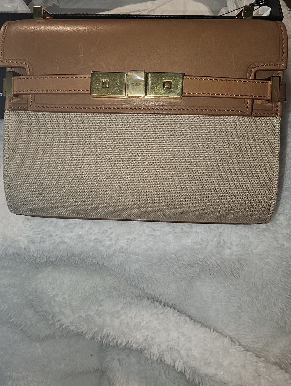 Saint Laurent Manhattan Canvas and Leather Mini Crossbody Bag. - Picture 7 of 16